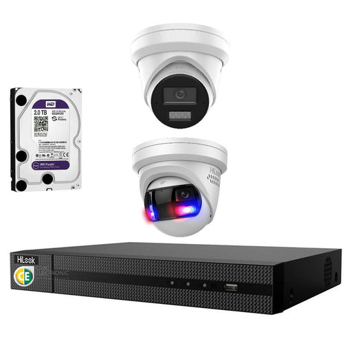 Hikvision HiLook 4K with Pro 4CH CCTV Kit: 2 x 4K Turret Cameras + 4CH NVR + 2TB HDD - Civic Electronic