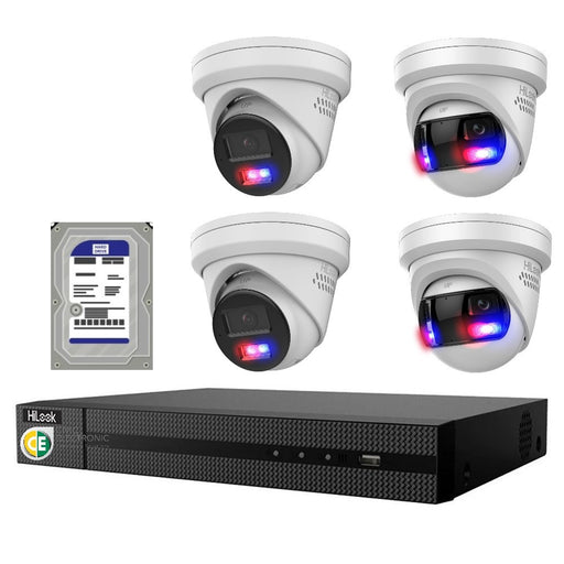 Hikvision HiLook Pro Panoramic 4CH CCTV Kit: 4 x Pro IP Turret Cameras + 4CH NVR + 2TB - Civic Electronic