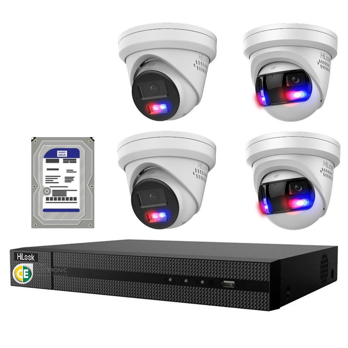 Hikvision HiLook Pro Panoramic 4CH CCTV Kit: 4 x Pro IP Turret Cameras + 4CH NVR + 2TB - Civic Electronic