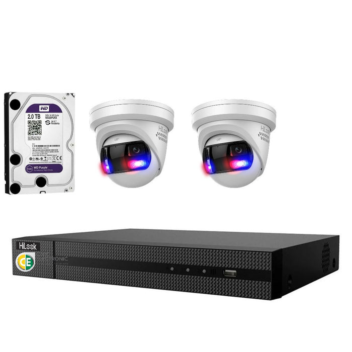 Hikvision HiLook Pro Panoramic 4CH CCTV Kit: 2 x Pro IPC-T289PH-MU/SL + 4CH NVR + 2TB - Civic Electronic