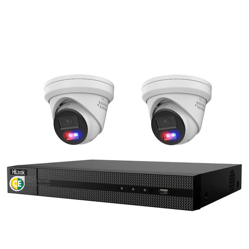 HiLook 4K 8MP All-in-One Active Colour Deterrence 4CH CCTV Kit: 2 x IP Active Colour Camera + 4CH NVR - Civic Electronic