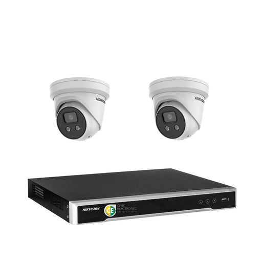 Hikvision 6MP AcuSense 4CH CCTV kit 2 X Network Camera with Siren Strobe +4CH NVR - Civic Electronic