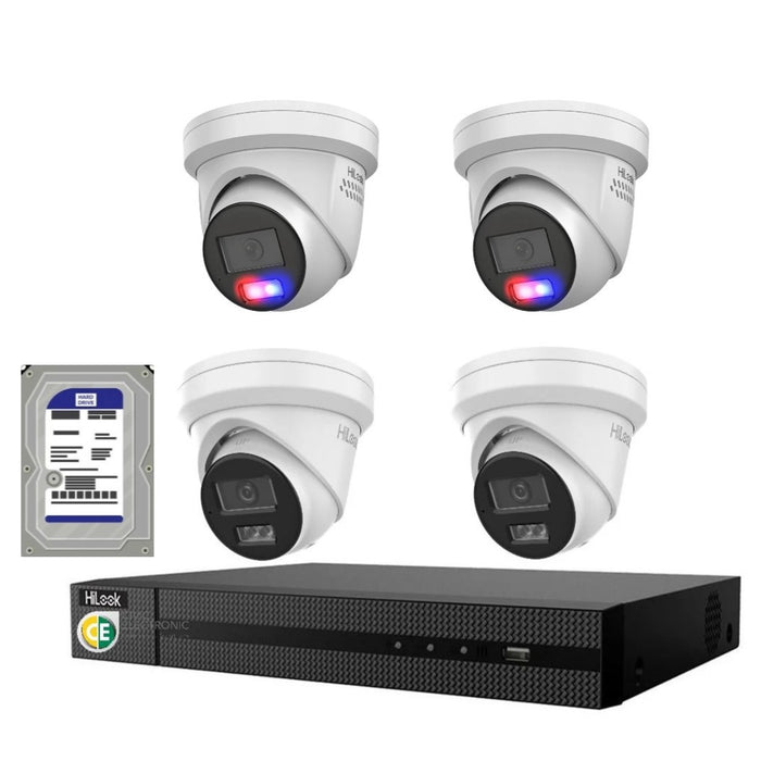 Hikvision Hilook 6MP 2 x T269, 2 x T361 4 Camera Kit - All in one Camera Active Colour Deterrence - Civic Electronic