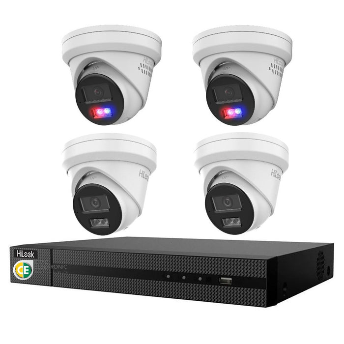 Hikvision Hilook 6MP 2 x T269, 2 x T361 4 Camera Kit - All in one Camera Active Colour Deterrence - Civic Electronic