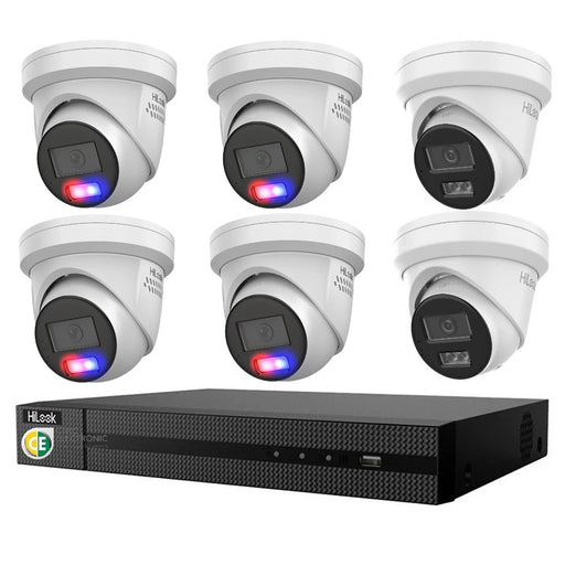 Hikvision Hilook 6MP 4 x T269, 2 x T361 6 Camera Kit - All in one Camera Active Colour Deterrence - Civic Electronic