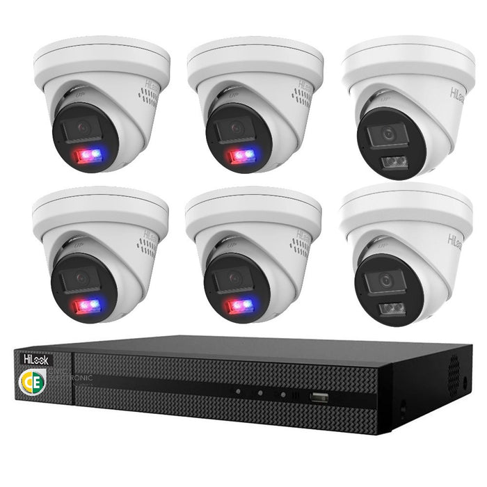 Hikvision Hilook 6MP 4 x T269, 2 x T361 6 Camera Kit - All in one Camera Active Colour Deterrence - Civic Electronic