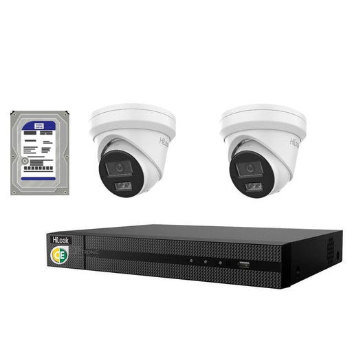 Hikvision HiLook 6MP  IntelliSense 4CH CCTV Kit: 2 x IP Turret Cameras + 4CH NVR + 2TB HDD - Civic Electronic