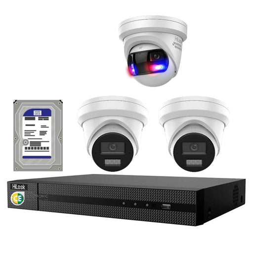 Hikvision HiLook 4K with Pro 4CH CCTV Kit: 3 x 4K Turret Cameras + 4CH NVR + 2TB HDD - Civic Electronic