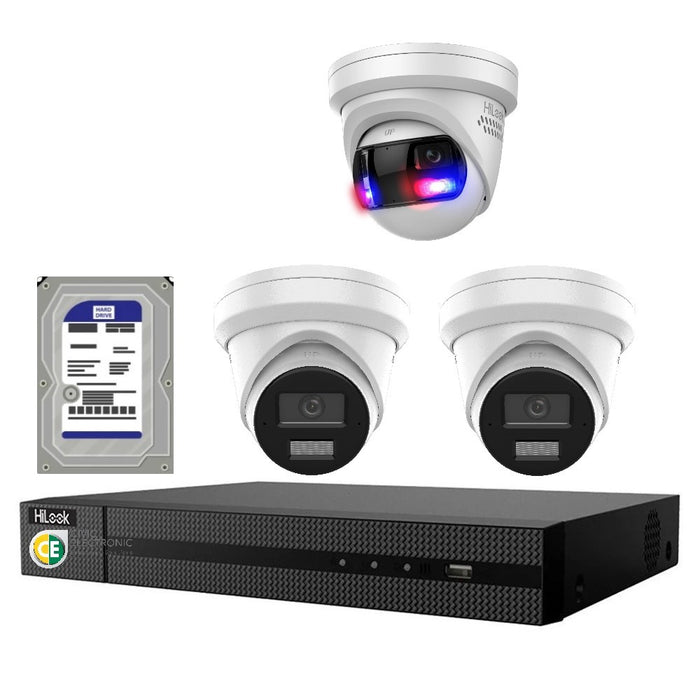 Hikvision HiLook 4K with Pro 4CH CCTV Kit: 3 x 4K Turret Cameras + 4CH NVR + 2TB HDD - Civic Electronic