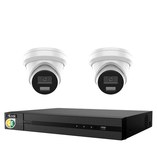 Hikvision HiLook 8MP 4K IntelliSense 4CH CCTV Kit: 2 x IP Turret Cameras + 4CH NVR - Civic Electronic