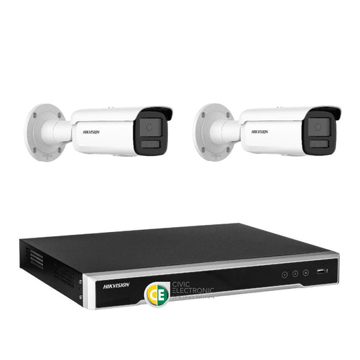Hikvision 8MP 4K AcuSense 4CH CCTV kit 2 Network Bullet Camera+4CH NVR - Civic Electronic