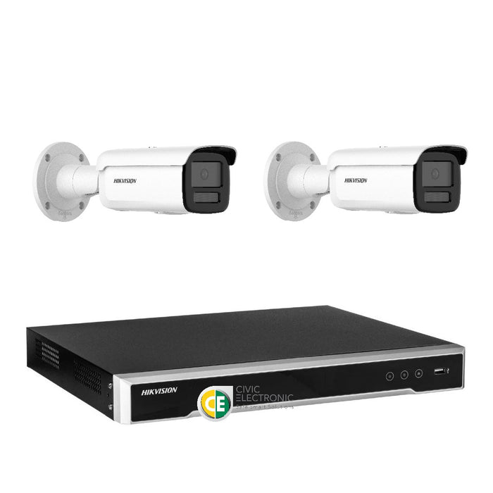 Hikvision 8MP 4K AcuSense 4CH CCTV kit 2 Network Bullet Camera+4CH NVR - Civic Electronic