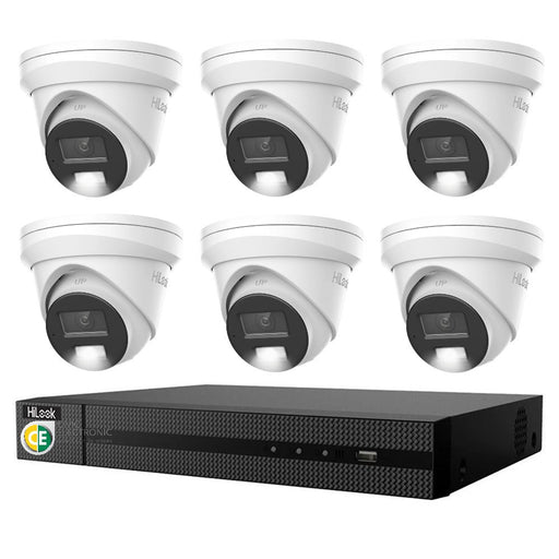 HiLook Pro 6MP Smart Hybrid Light 8CH CCTV Kit:6 x IP Turret Cameras+8CH NVR - Civic Electronic
