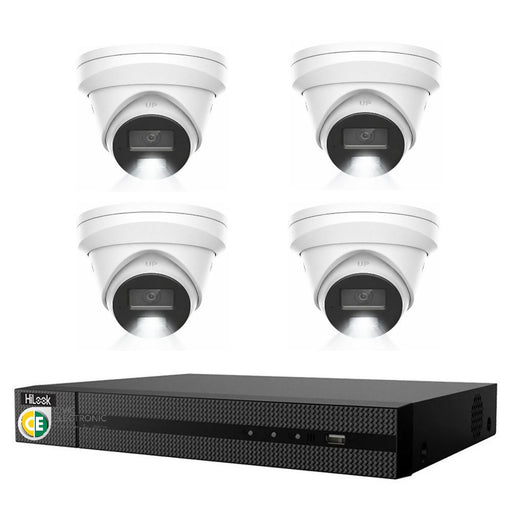 HiLook Pro 8MP 4K Smart Hybrid Light 8CH CCTV Kit:4 x IP Turret Cameras+8CH NVR - Civic Electronic