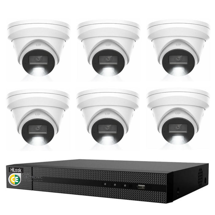 HiLook Pro 8MP 4K Smart Hybrid Light 8CH CCTV Kit:6 x IP Turret Cameras+8CH NVR - Civic Electronic