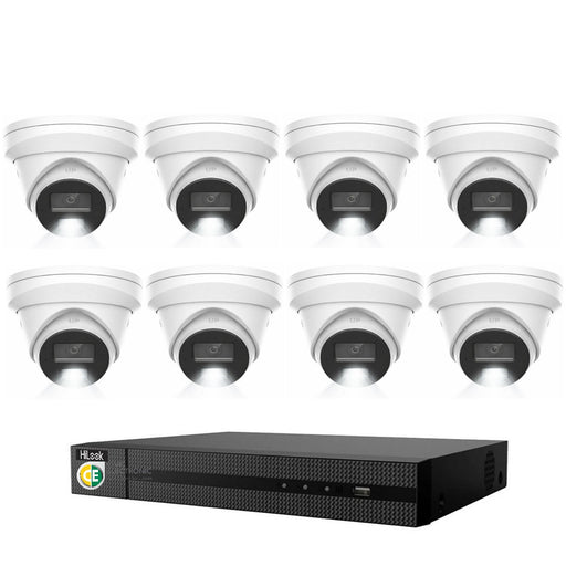 HiLook Pro 8MP 4K Smart Hybrid Light 8CH CCTV Kit:8 x IP Turret Cameras+8CH NVR - Civic Electronic