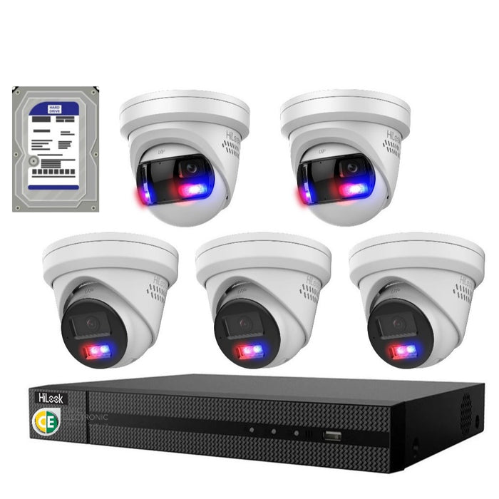 Hikvision HiLook Pro Panoramic 8CH CCTV Kit: 5 x Pro IP Turret Cameras + 8CH NVR - Civic Electronic