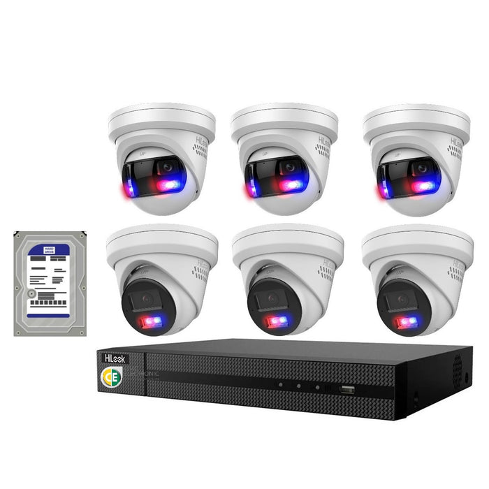 Hikvision HiLook Pro Panoramic 8CH CCTV Kit: 3+3 Pro IP Turret Cameras + 8CH NVR - Civic Electronic
