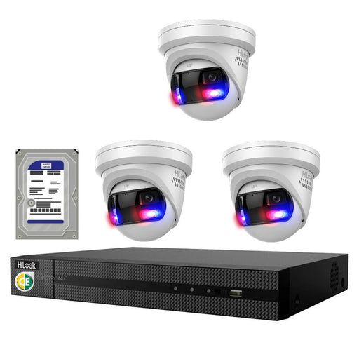 Hikvision HiLook Pro Panoramic 4CH CCTV Kit: 3 x Pro IPC-T289PH-MU/SL + 4CH NVR + 2TB - Civic Electronic