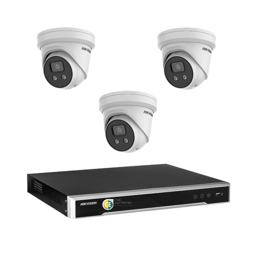 Hikvision 6MP AcuSense 4CH CCTV kit 3 X Network Camera with Siren Strobe +4CH NVR - Civic Electronic