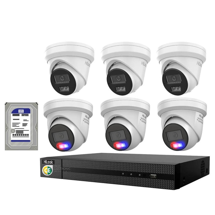 Hikvision Hilook 6MP 3 x T269, 3 x T361 6 Camera Kit - All in one Camera Active Colour Deterrence - Civic Electronic