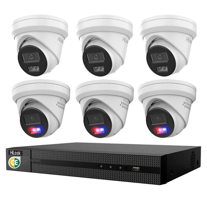 Hikvision Hilook 6MP 3 x T269, 3 x T361 6 Camera Kit - All in one Camera Active Colour Deterrence - Civic Electronic
