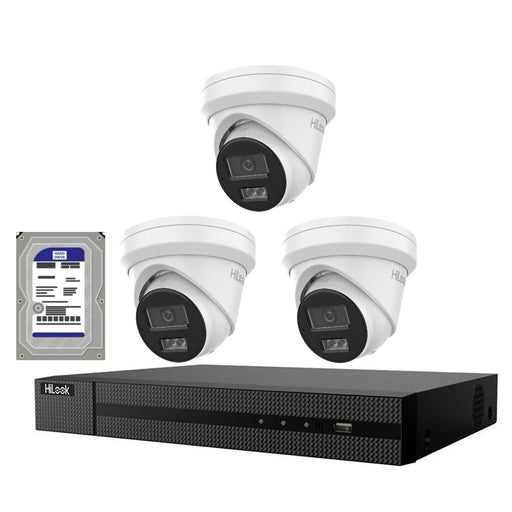 Hikvision HiLook 6MP  IntelliSense 4CH CCTV Kit: 3 x IP Turret Cameras + 4CH NVR + 2TB HDD - Civic Electronic