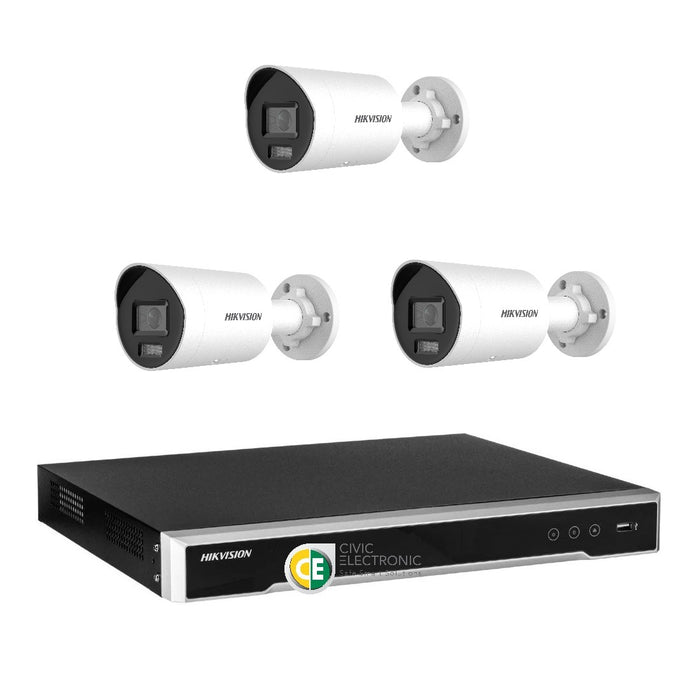 Hikvision 6MP Acusense 4CH CCTV kit 3 Mini Bullet Camera+4CH NVR