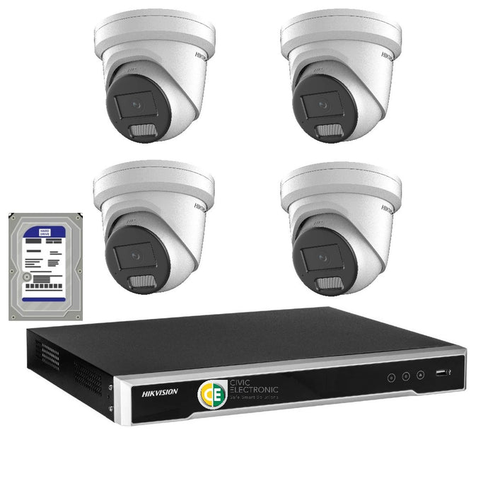 Hikvision 6MP AcuSense 8CH CCTV kit 4 Network Turret Camera+8CH NVR