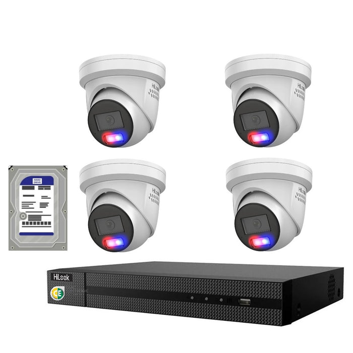 HiLook All-in-One Active Colour4CH CCTV Kit: 4 x IP Camera+4CH NVR - Civic Electronic