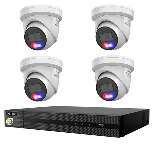 HiLook All-in-One Active Colour Deterrence 4CH CCTV Kit: 4 x IP Active Colour Camera+ 4CH NVR - Civic Electronic