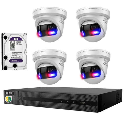 Hikvision HiLook Pro Panoramic 4CH CCTV Kit: 4 x Pro IPC-T289PH-MU/SL + 4CH NVR + 2TB - Civic Electronic