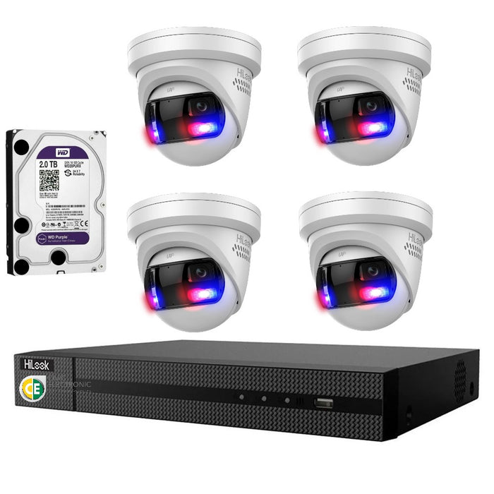 Hikvision HiLook Pro Panoramic 4CH CCTV Kit: 4 x Pro IPC-T289PH-MU/SL + 4CH NVR + 2TB - Civic Electronic