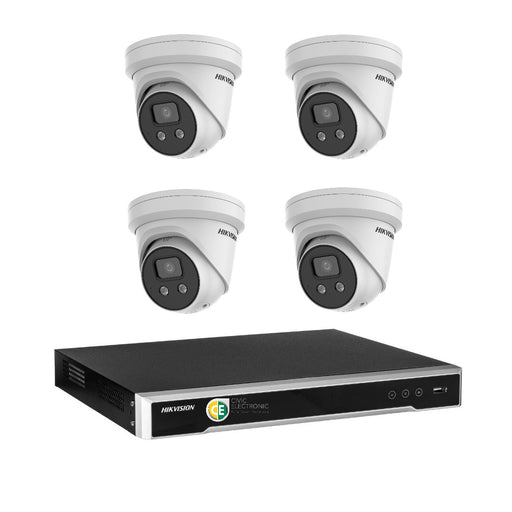 Hikvision 6MP AcuSense 4CH CCTV kit 4 X Network Camera with Siren Strobe +4CH NVR - Civic Electronic