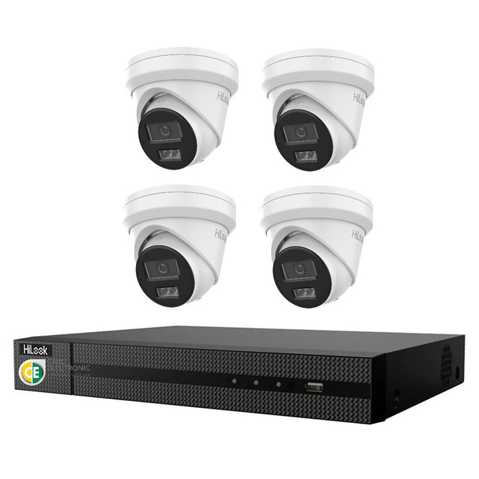 Hikvision HiLook 6MP  IntelliSense 4CH CCTV Kit: 4 x IP Turret Cameras + 4CH NVR - Civic Electronic