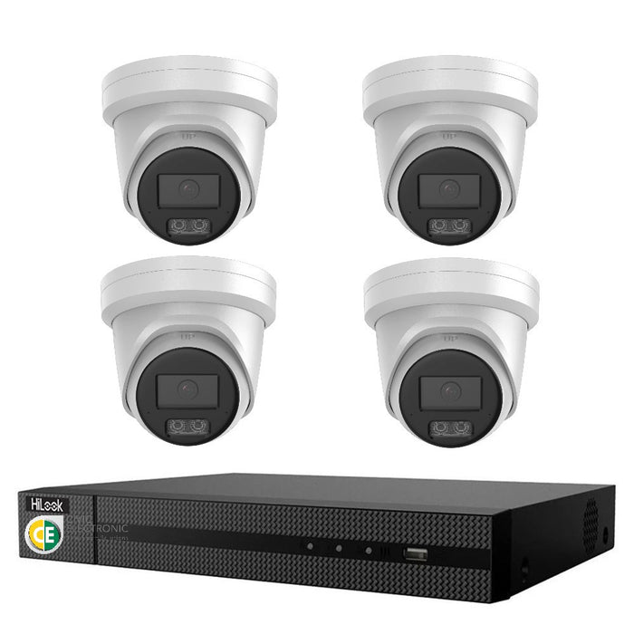 HiLook Hi Color Pro 8MP 4K 8CH CCTV Kit: 4 x IP Hi Color Camera+ 8CH NVR - Civic Electronic