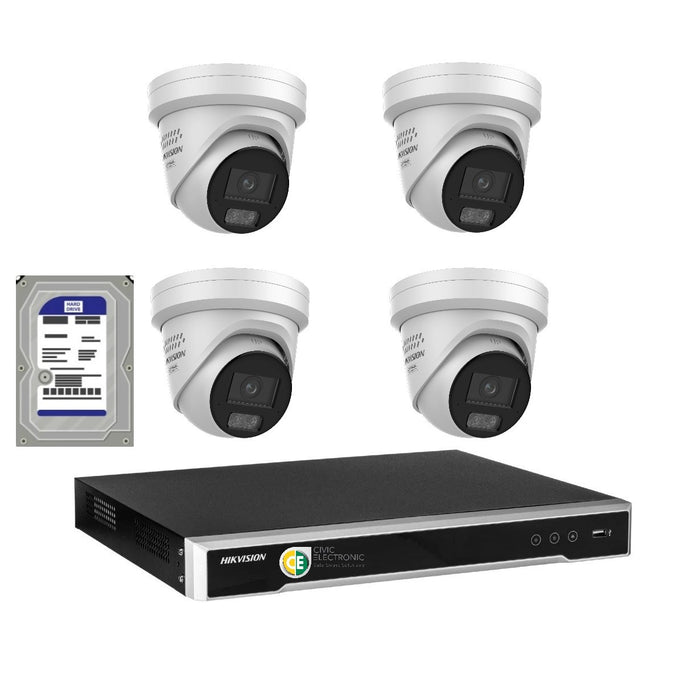 Hikvision 6MP AI Smart Hybrid Light ColorVu 8CH CCTV kit 4 Camera Siren Strobe+8CH NVR - Civic Electronic