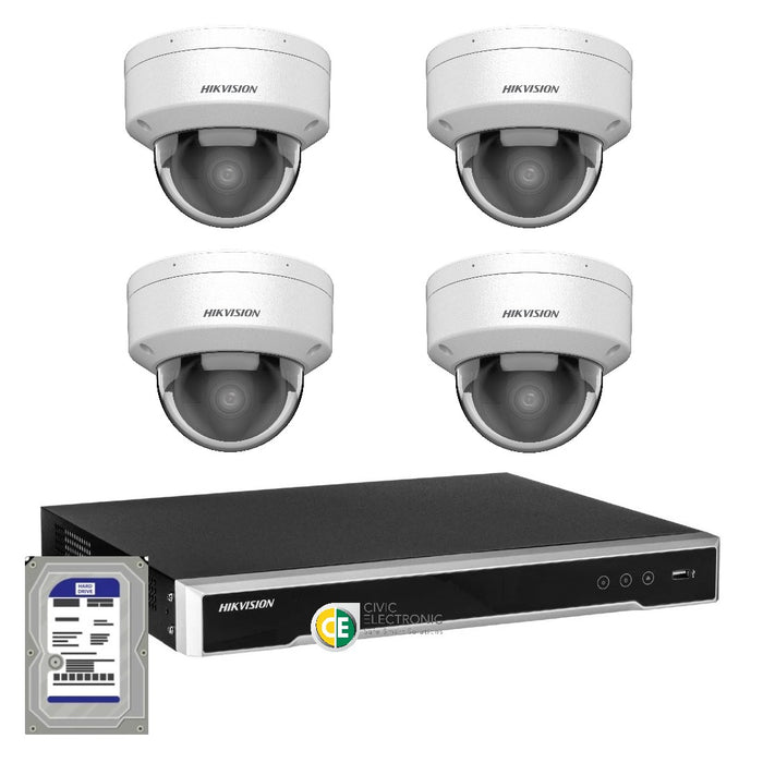 Hikvision 6MP AcuSense 8CH CCTV kit 4 Network Dome Camera+8CH NVR - Civic Electronic