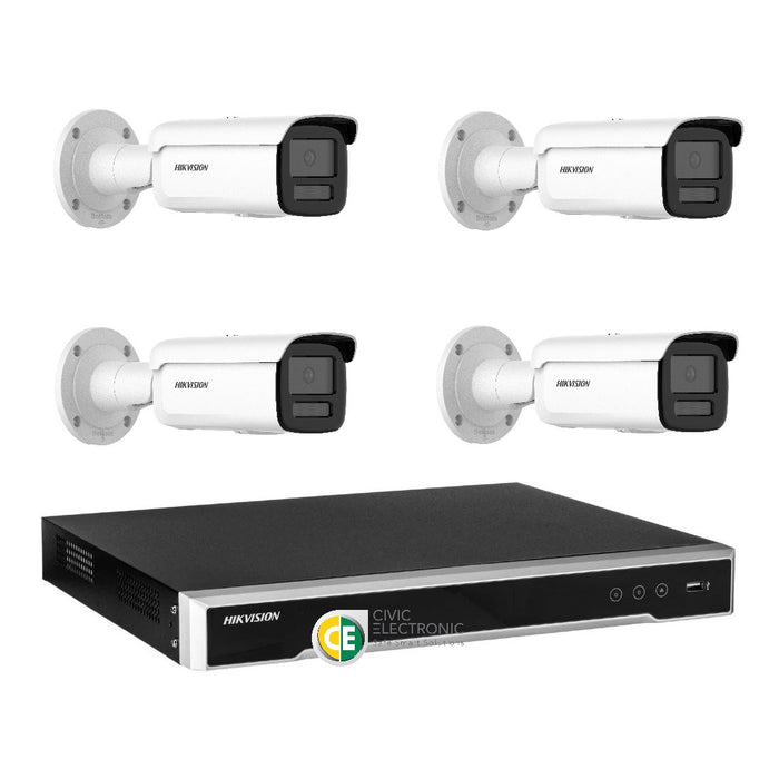 Hikvision 6MP AcuSense 8CH CCTV kit 4 Network Bullet Camera+8CH NVR - Civic Electronic