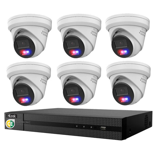 HiLook All-in-One Active Colour Deterrence 8CH CCTV Kit: 6 x IP Active Colour Camera+ 8CH NVR - Civic Electronic