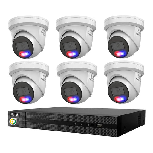 HiLook All-in-One Active Colour Deterrence 8CH CCTV Kit: 6 x IP Active Colour Camera+ 8CH NVR - Civic Electronic