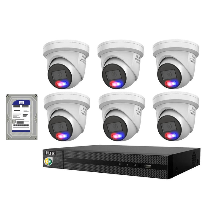 HiLook All-in-One Active Colour 8CH CCTV Kit: 6 x IP Camera+8CH NVR - Civic Electronic