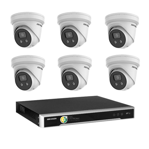 Hikvision 6MP AcuSense 8CH CCTV kit 6 X Network Camera with Siren Strobe +8CH NVR - Civic Electronic