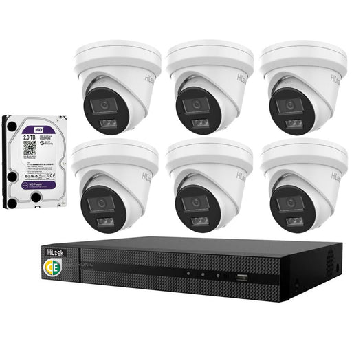 Hikvision HiLook 6MP  IntelliSense 8CH CCTV Kit: 6 x IP Turret Cameras + 8CH NVR +2TB HDD - Civic Electronic
