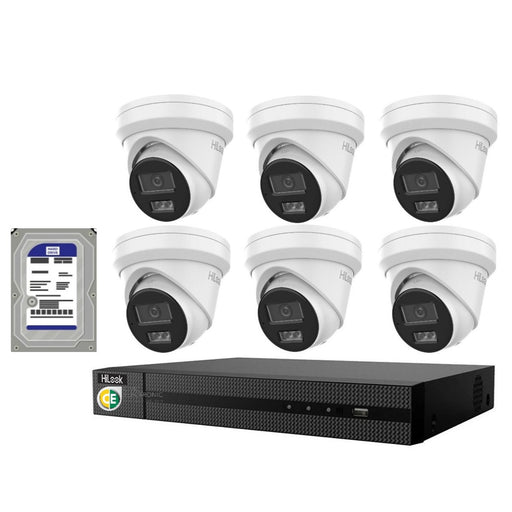 Hikvision HiLook 6MP  IntelliSense 8CH CCTV Kit: 6 x IP Turret Cameras + 8CH NVR + 2TB HDD - Civic Electronic