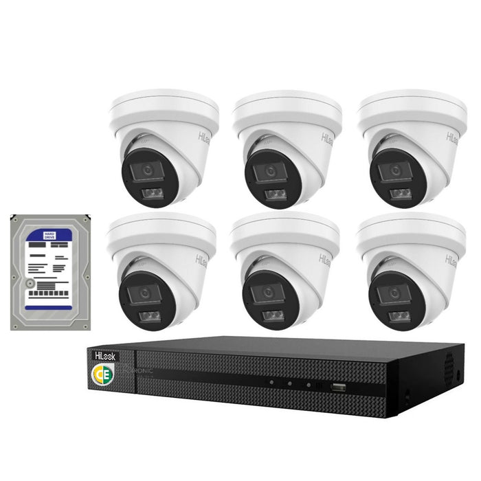 Hikvision HiLook 6MP  IntelliSense 8CH CCTV Kit: 6 x IP Turret Cameras + 8CH NVR + 2TB HDD - Civic Electronic