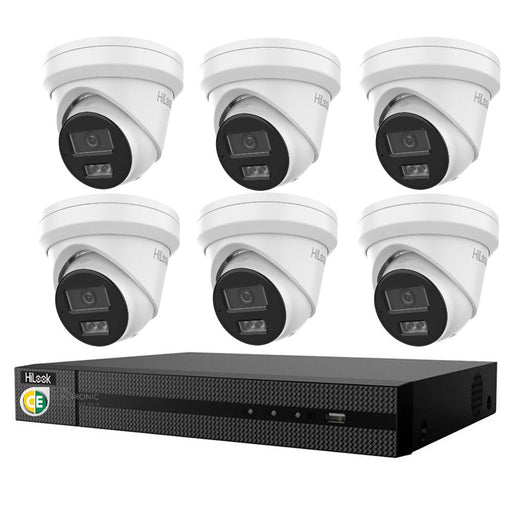 Hikvision HiLook 6MP  IntelliSense 8CH CCTV Kit: 6 x IP Turret Cameras + 8CH NVR - Civic Electronic