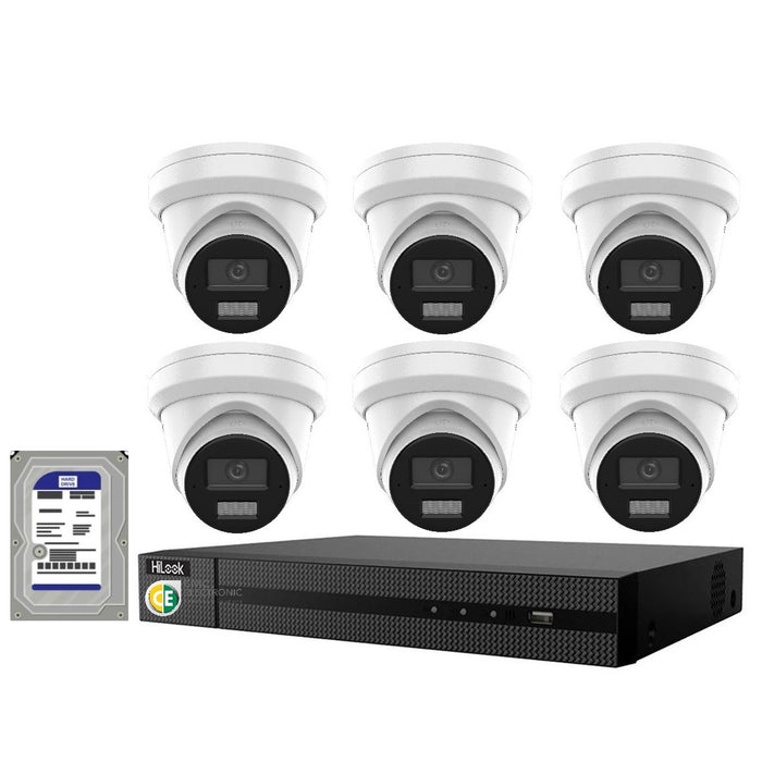 Hikvision HiLook 8MP 4K IntelliSense 8CH CCTV Kit: 6 x IP Turret Cameras + 8CH NVR - Civic Electronic