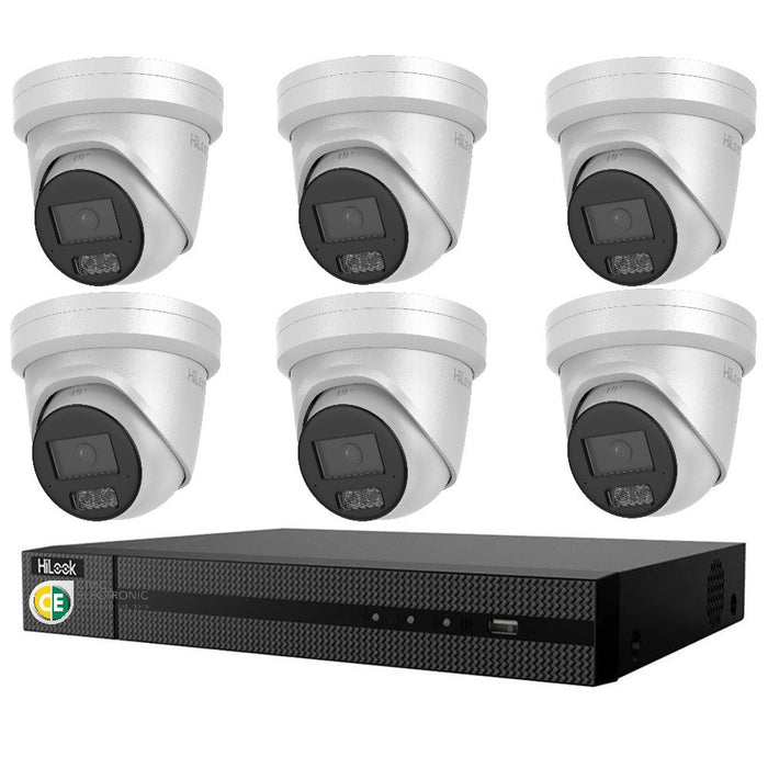 HiLook Hi Color Pro 6MP 8CH CCTV Kit: 6 x IP Hi Color Camera+ 8CH NVR - Civic Electronic