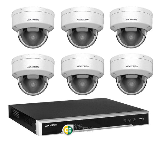 Hikvision 6MP AcuSense 8CH CCTV kit 6 Network Dome Camera+8CH NVR - Civic Electronic